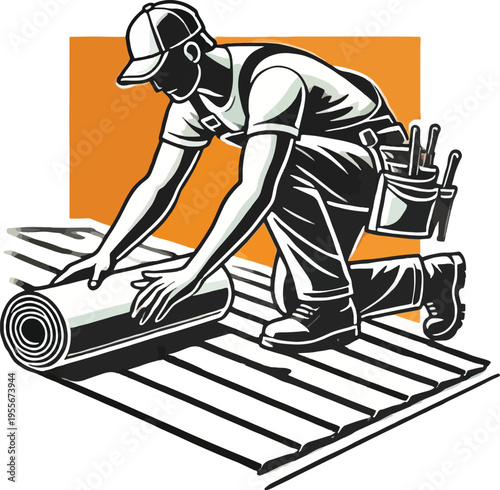 Roofer Laying Roofing Material construction worker