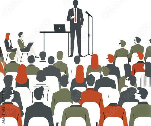 Speaker addressing an audience at a conference presentation