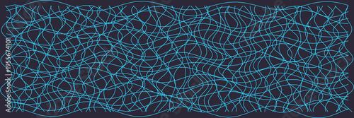 A dynamic and abstract design featuring a distorted grid pattern with wavy, intersecting lines.