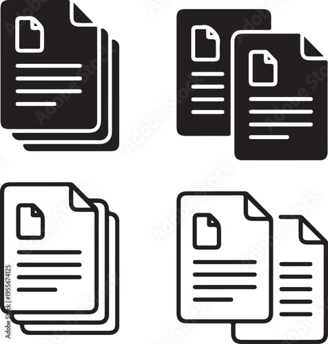 Document and Data Management Vector Icons for Office Administration