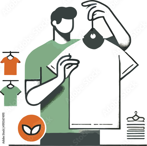 Man choosing at-shirt from multiple options clothing