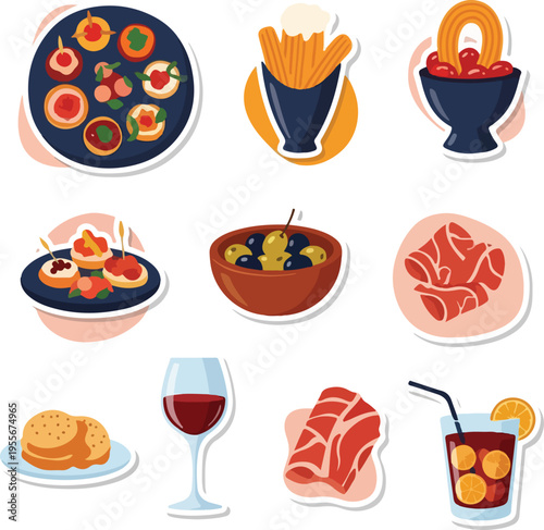 Spanish Tapas and Drinks Collection for Feria de Abril Festival Celebration