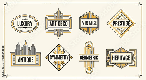 Art Deco Revival Timeless Geometric Labels for Luxury, Vintage, and Prestige Brands