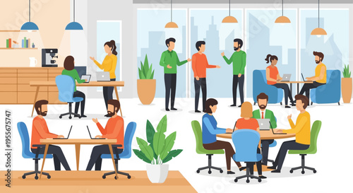 People working in office space together.