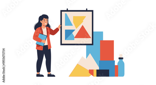 Woman Presenting on a Screen.