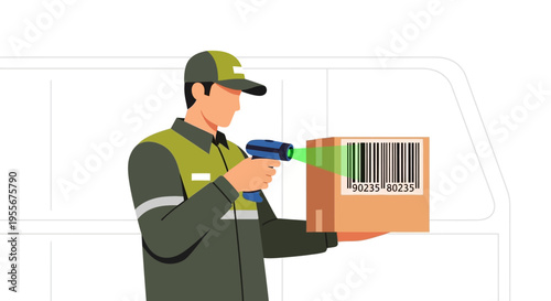 Delivery man with a package box.