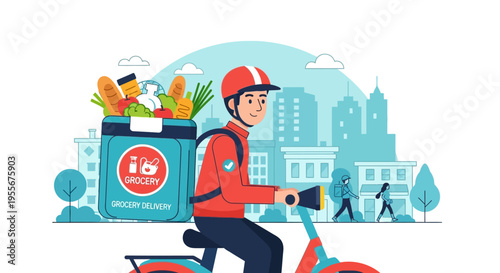 Delivery Rider on Electric Scooter.
