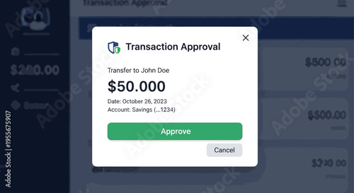 Transaction Approval on Computer Screen.