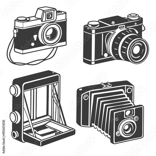 Vintage cameras and photo development equipment