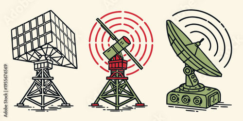 Three different types of radar systems