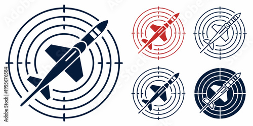 Icons of missiles on targets in various colors