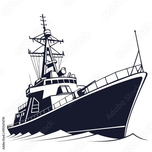 A large ship with a tower on the top