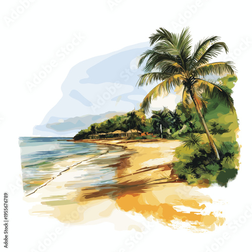 Encarnacion Beaches . Encarnacion Beaches  hand drawn watercolor illustration