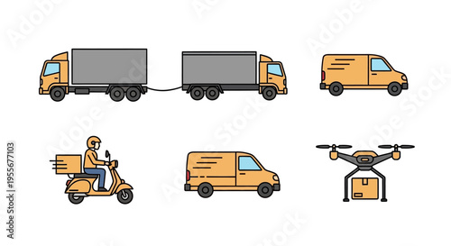 Variety of Delivery Trucks and Vehicles.
