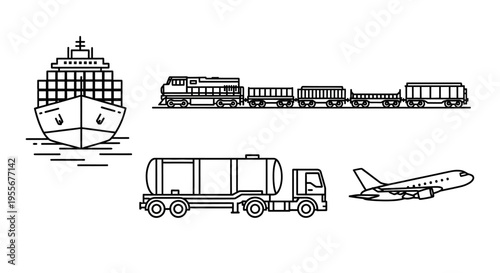 Transportation vehicles on land sea air.