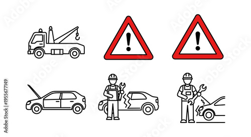 Tow truck with stranded vehicle roadside.