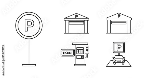Parking lot signs and ticket machines.