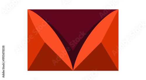 Minimal Geometric Fox Face in Faceted Crimson and Burnt Orange Shapes