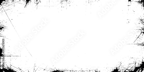 Rough distressed grunge frame border with various scratches and stains textured edges creating a bold vintage artistic design aesthetic.