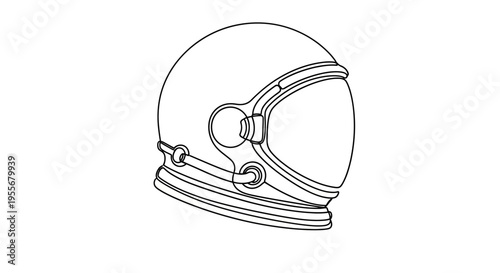 Astronaut helmet drawing, space exploration, futuristic, science fiction icon