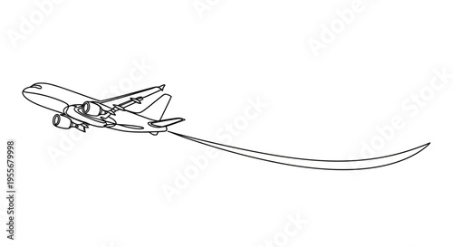 Airplane Taking Off with Long Contrail