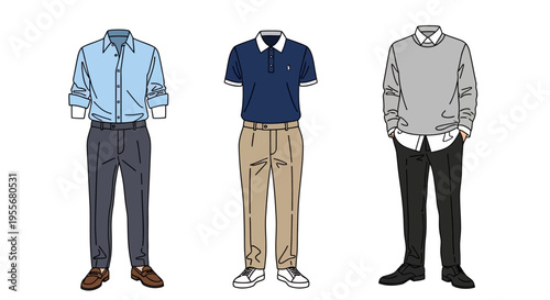 Three Men Wearing Different Casual Outfits.