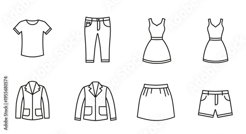 Collection of various clothing items displayed.