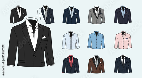 Variety of Mens Fashion Suits Displayed.