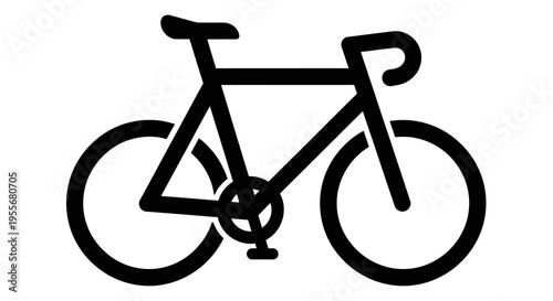 Simple Solid Black Icon of a Bicycle, Isolated White Background