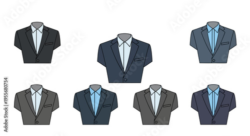 Collection of business suits and ties.