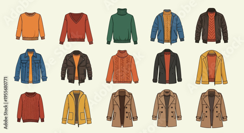 Variety of colorful jackets on display.