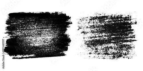 Grungy brush stroke texture set with black paint splashes. ink stains rough artistic background creative design.