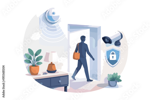 Icon set vector smart minimal style simple image icon home sensor generation motion security