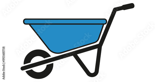 Blue wheelbarrow isolated on white background garden tool construction equipment stock illustration