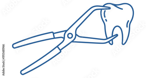 Dental Forceps Extracting Tooth Line Art Illustration