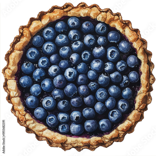 Blueberry Cobbler, playful watercolor vector depicting lively antics and expressive gestures, isolated on a white background.