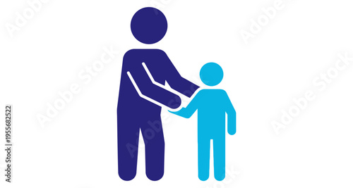Adult and child figures holding hands mentorship guidance support partnership teamwork icon