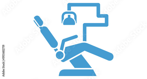 Blue Dental Chair with Lamp Icon for Dentistry and Healthcare Services