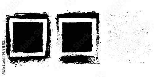 Grungy brush stroke texture set with black paint splashes. ink stains rough artistic background creative design.