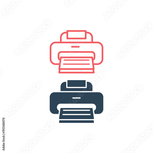 Printer vector icons set. Illustration isolated for graphic and web design.