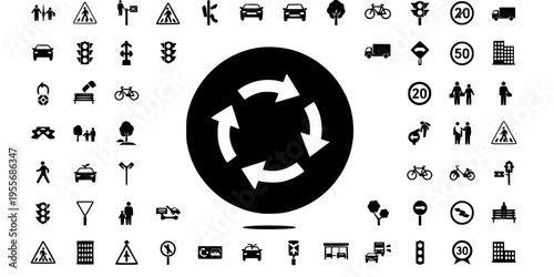 Roundabout Sign Icon 