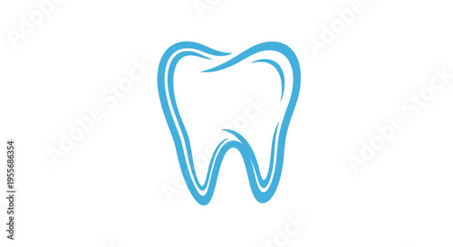 Dental Tooth Icon Outline Blue.