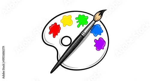 Colorful Paint Brush on Palette.