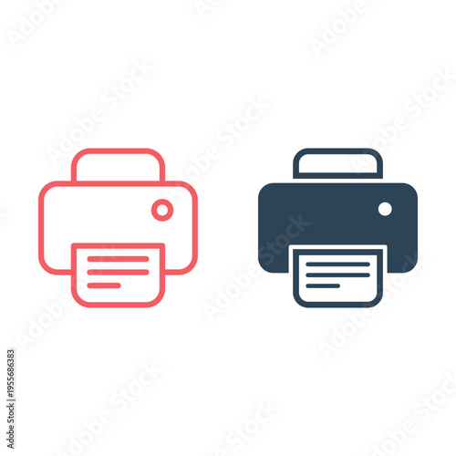 Printer vector icons set. Illustration isolated for graphic and web design.