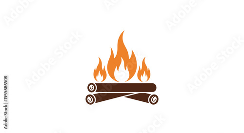 Burning Logs on Fire Stacked.