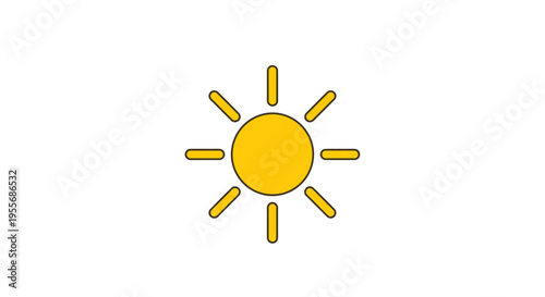 Simple Yellow Sun Icon Symbol.