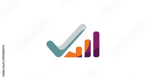 Check mark graph bar chart symbol.