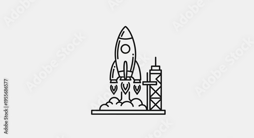 Rocket Ship Launching into Space.