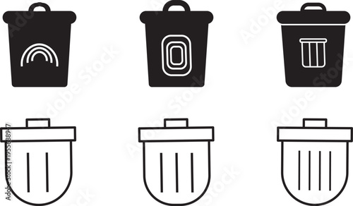 trash can icon vector. trash can symbol icon. Trash can icons vector illustration waste bin graphic design. Simple black trash can icon on white
