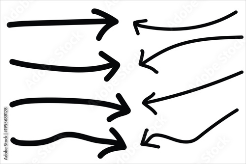 A collection of hand drawn arrows pointing in various directions